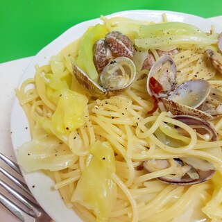 簡単ヘルシー(^^)アサリとキャベツのパスタ♪